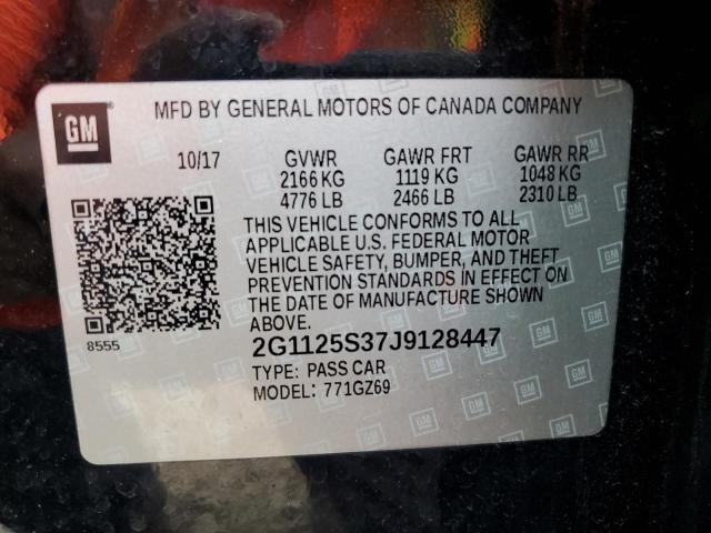 2G1125S37J9128447 - 2018 CHEVROLET IMPALA PREMIER BLACK photo 12