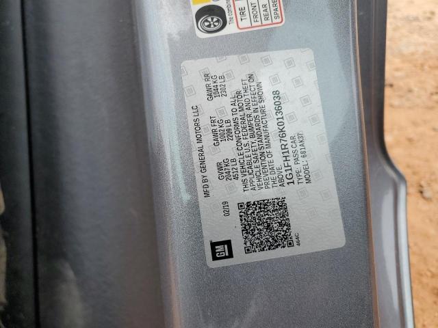 1G1FH1R76K0136038 - 2019 CHEVROLET CAMARO SS GRAY photo 13