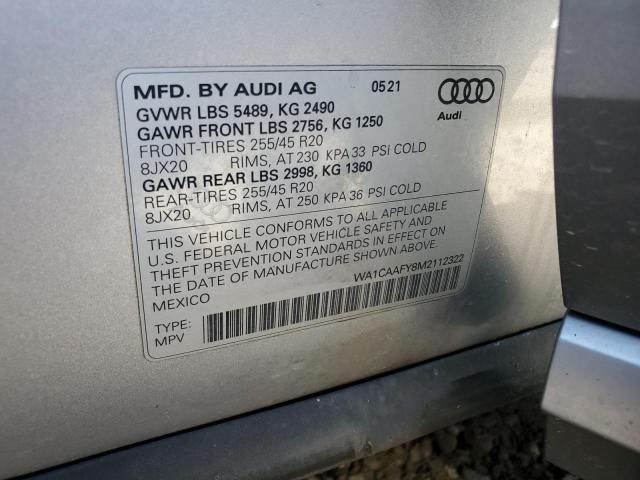 WA1CAAFY8M2112322 - 2021 AUDI Q5 PRESTIGE SILVER photo 14