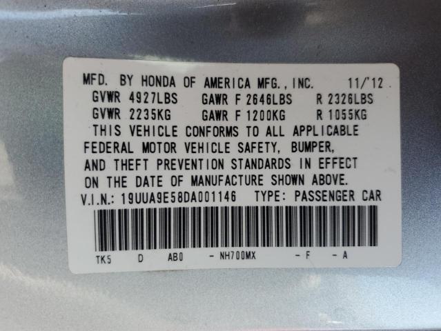 19UUA9E58DA001146 - 2013 ACURA TL TECH SILVER photo 12
