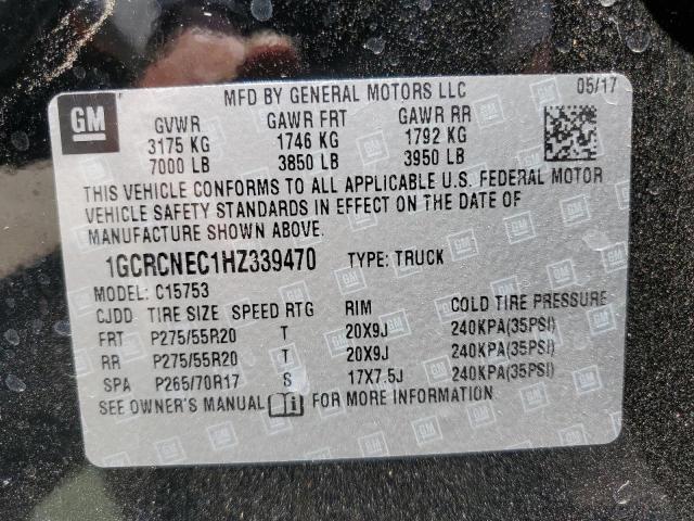 1GCRCNEC1HZ339470 - 2017 CHEVROLET SILVRK1500 C1500 BLACK photo 12