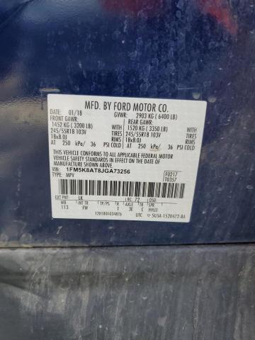 1FM5K8AT8JGA73256 - 2018 FORD EXPLORER POLICE INTERCEPTOR 蓝色 照片 13