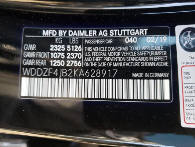 WDDZF4JB2KA628917 - 2019 MERCEDES-BENZ E 300 BLACK photo 12