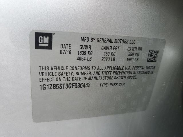 1G1ZB5ST3GF336442 - 2016 CHEVROLET MALIBU LS Արծաթագույն լուսանկար 12
