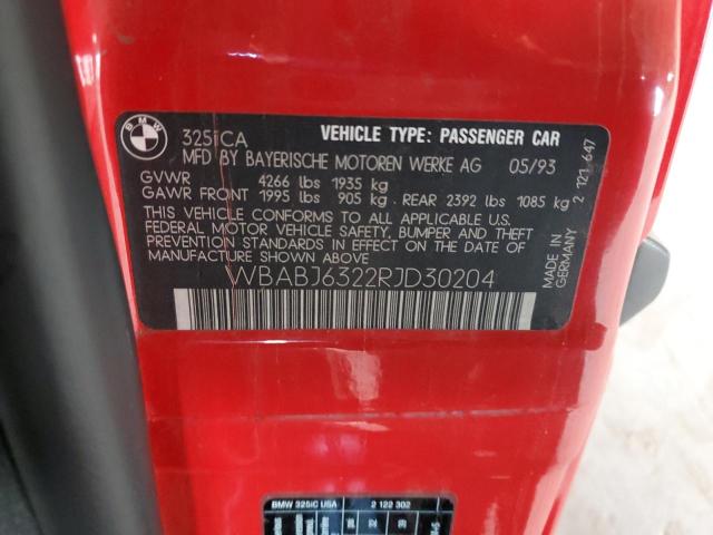WBABJ6322RJD30204 - 1994 BMW 325 IC AUTOMATIC RED photo 12