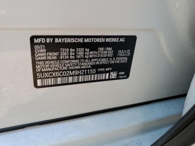 5UXCX6C02M9H21155 - 2021 BMW X7 M50I WHITE photo 13