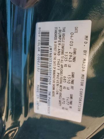 JM1NB353630312509 - 2003 MAZDA MX-5 MIATA BASE GREEN photo 12