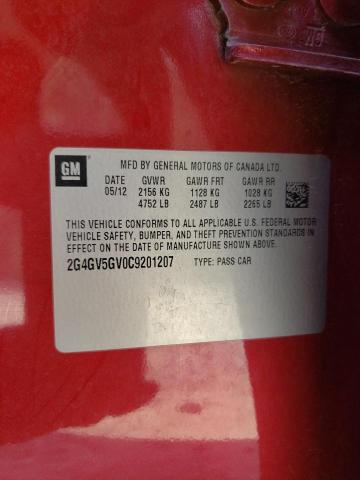 2G4GV5GV0C9201207 - 2012 BUICK REGAL GS RED photo 12