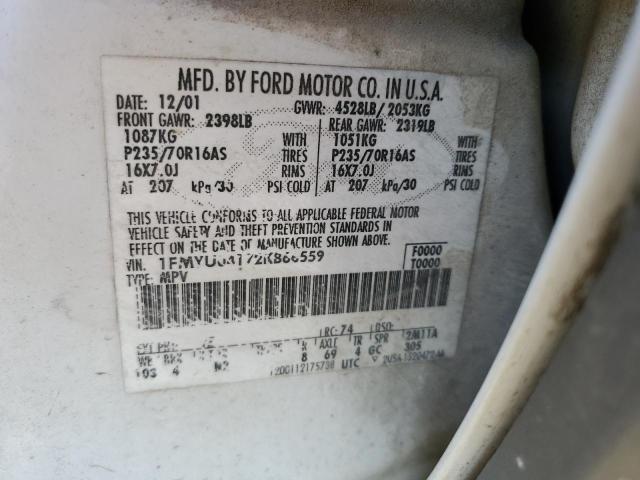 1FMYU04172KB66559 - 2002 FORD ESCAPE XLT 白色 照片 14