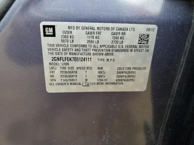 2GNFLFEK7E6124111 - 2014 CHEVROLET EQUINOX LT BLUE photo 12