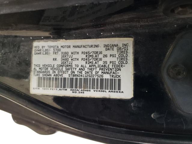 5TBRN34112S227526 - 2002 TOYOTA TUNDRA ACCESS CAB SR5 BLACK photo 13
