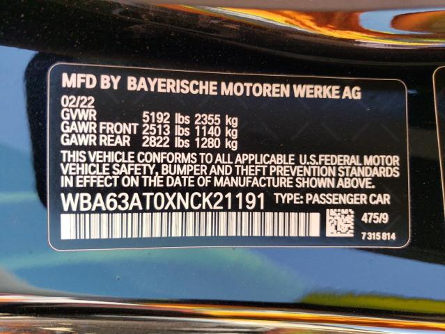 WBA63AT0XNCK21191 - 2022 BMW M440XI BLACK photo 12