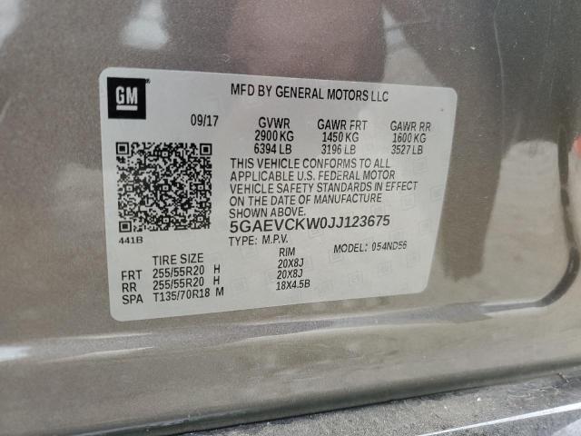 5GAEVCKW0JJ123675 - 2018 BUICK ENCLAVE AVENIR GRAY photo 13