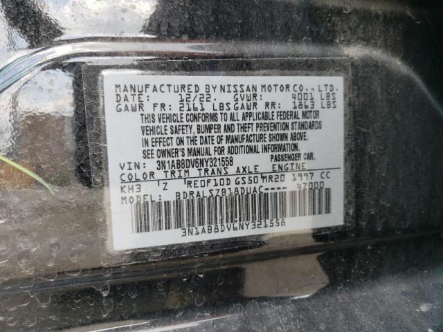 3N1AB8DV6NY321558 - 2022 NISSAN SENTRA SR BLACK photo 12