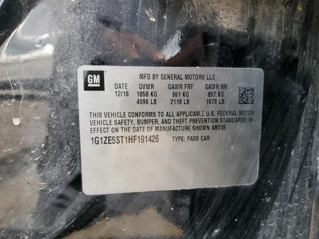 1G1ZE5ST1HF191426 - 2017 CHEVROLET MALIBU LT BLACK photo 12