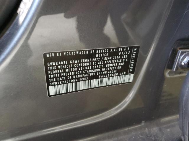 3VW2K7AJ0DM415953 - 2013 VOLKSWAGEN JETTA BASE 石墨色 照片 12