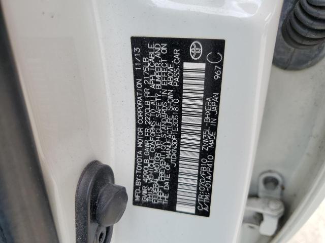 JTDKN3DP1E3051810 - 2014 TOYOTA PRIUS PLUG WHITE photo 13