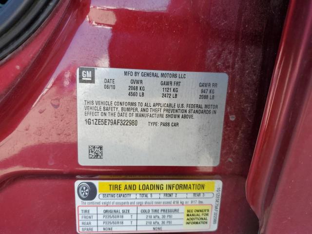 1G1ZE5E79AF322980 - 2010 CHEVROLET MALIBU LTZ Bordo fotoğraf 12