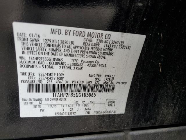 1FAHP2F85GG105065 - 2016 FORD TAURUS LIMITED BLACK photo 12