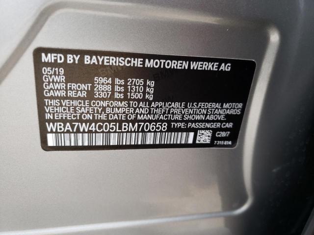WBA7W4C05LBM70658 - 2020 BMW 745XE Plata foto 12