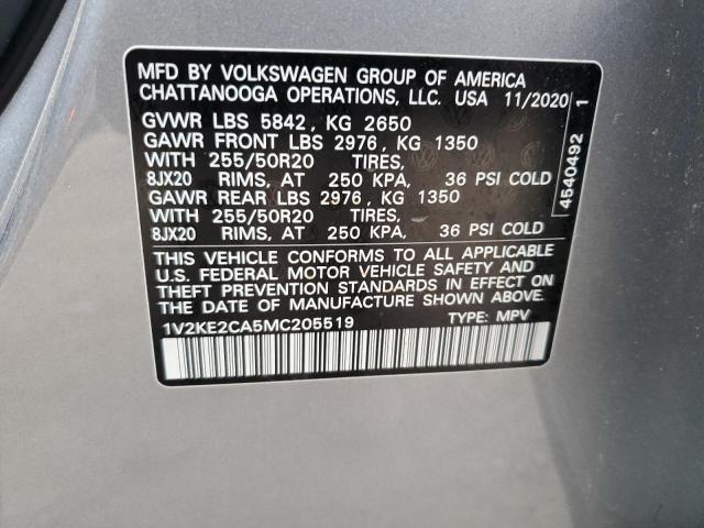 1V2KE2CA5MC205519 - 2021 VOLKSWAGEN ATLAS CROS SE SILVER photo 13