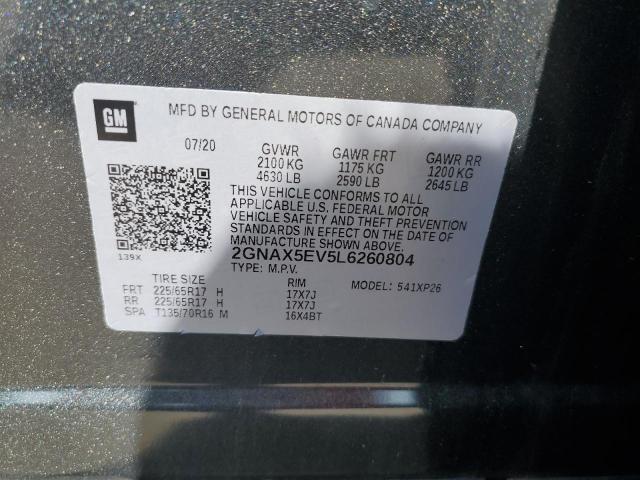 2GNAX5EV5L6260804 - 2020 CHEVROLET EQUINOX GRAY photo 13