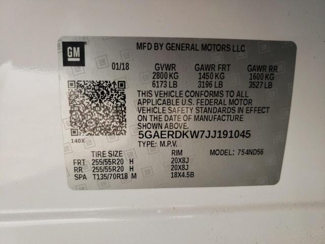 5GAERDKW7JJ191045 - 2018 BUICK ENCLAVE AVENIR თეთრი ფოტო 13
