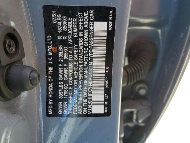 SHHFK7H48MU427114 - 2021 HONDA CIVIC SPORT 灰色 照片 12