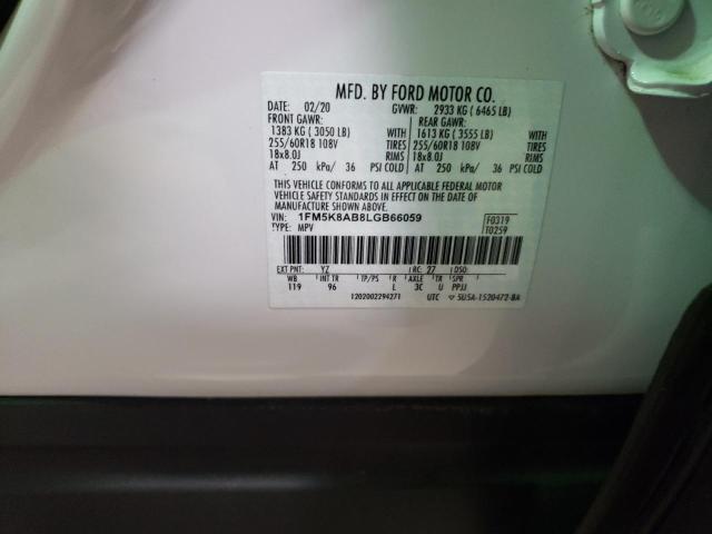 1FM5K8AB8LGB66059 - 2020 FORD EXPLORER POLICE INTERCEPTOR 白色 照片 14