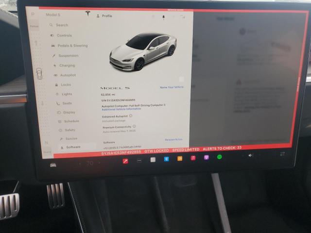 5YJSA1E53NF492855 - 2022 TESLA MODEL S WHITE photo 9