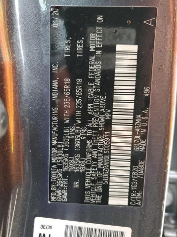 5TDGZRAH0LS005911 - 2020 TOYOTA HIGHLANDER XLE GRAY photo 14