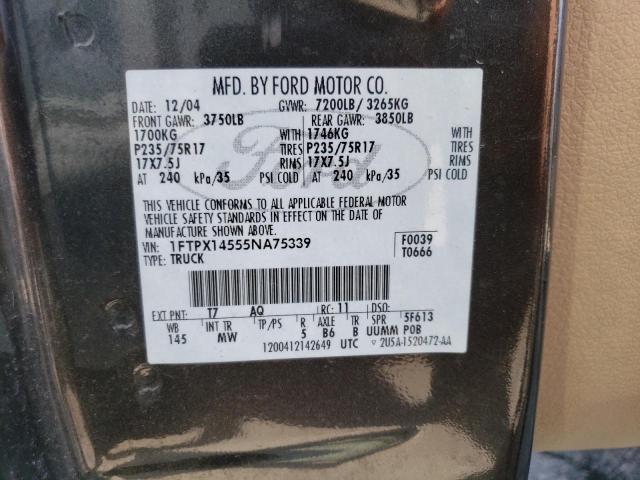 1FTPX14555NA75339 - 2005 FORD OTHER GRAY photo 12