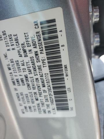 1HGCP2F39CA193772 - 2012 HONDA ACCORD LX Күміс фото 12