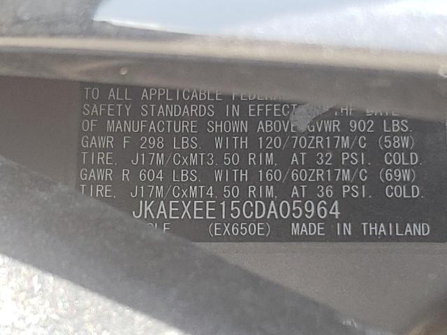 JKAEXEE15CDA05964 - 2012 KAWASAKI EX650 EC BLACK photo 10