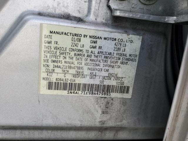 1N4AL21E98N479895 - 2008 NISSAN ALTIMA 2.5 SILVER photo 12