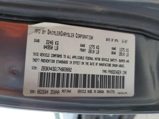 2B3KA43G17H869882 - 2007 DODGE CHARGER SE GRAY photo 10