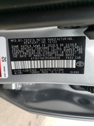 4T1G11AK3RU886916 - 2024 TOYOTA CAMRY SE NIGHT SHADE SILVER photo 12