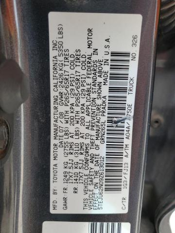 5TEJU62N09Z613012 - 2009 TOYOTA TACOMA DOUBLE CAB PRERUNNER GRAY photo 12