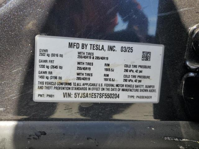 5YJSA1E57SF550204 - 2025 TESLA MODEL S Boz foto 13