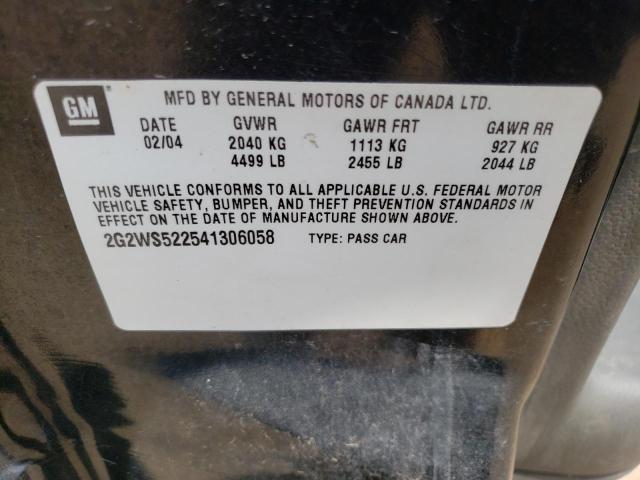 2G2WS522541306058 - 2004 PONTIAC GRAND PRIX GT2 შავი ფოტო 12