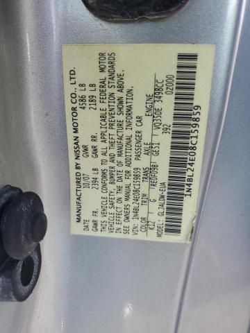 1N4BL24E08C159859 - 2008 NISSAN ALTIMA 3.5SE SILVER photo 12