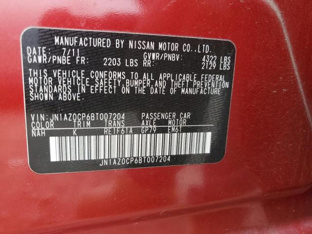 JN1AZ0CP6BT007204 - 2011 NISSAN LEAF SV RED photo 13