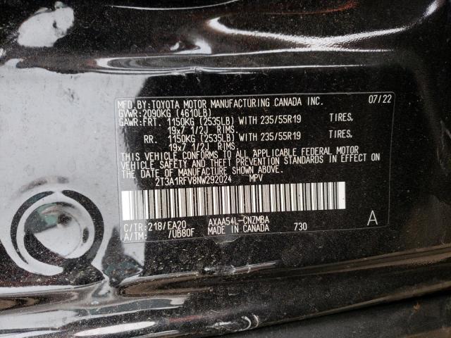 2T3A1RFV8NW292024 - 2022 TOYOTA RAV4 XLE PREMIUM BLACK photo 12