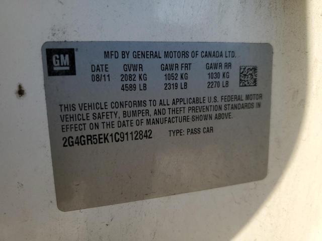 2G4GR5EK1C9112842 - 2012 BUICK REGAL 白色 照片 12