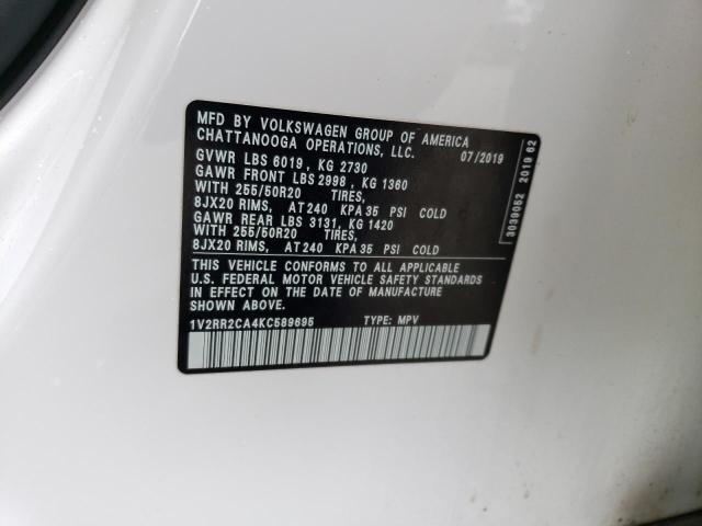 1V2RR2CA4KC589695 - 2019 VOLKSWAGEN ATLAS SEL WHITE photo 13