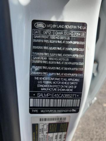 SALMP1E45CA385271 - 2012 LAND ROVER RANGE ROVE AUTOBIOGRAPHY WHITE photo 13