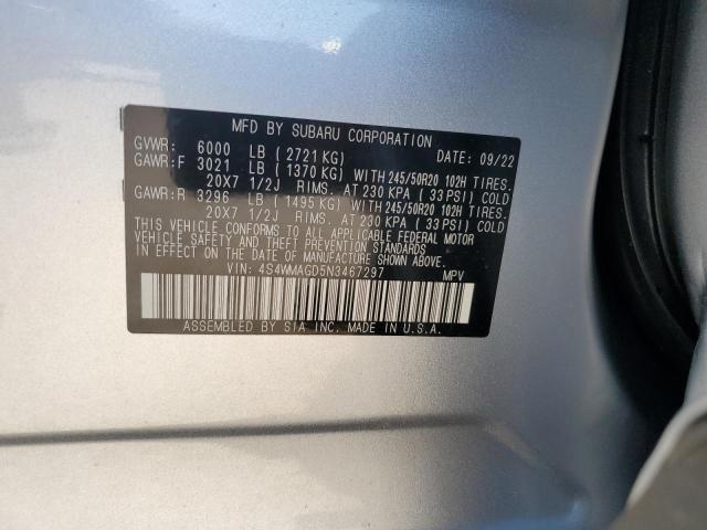 4S4WMAGD5N3467297 - 2022 SUBARU ASCENT ONYX EDITION SILVER photo 13