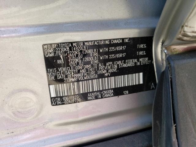 2T3MWRFV0LW069858 - 2020 TOYOTA RAV 4 LE SILVER photo 12