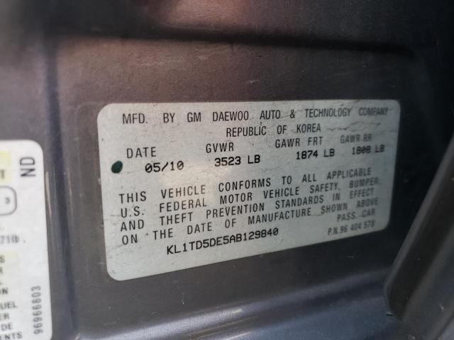 KL1TD5DE5AB129840 - 2010 CHEVROLET AVEO LS 银色 照片 13