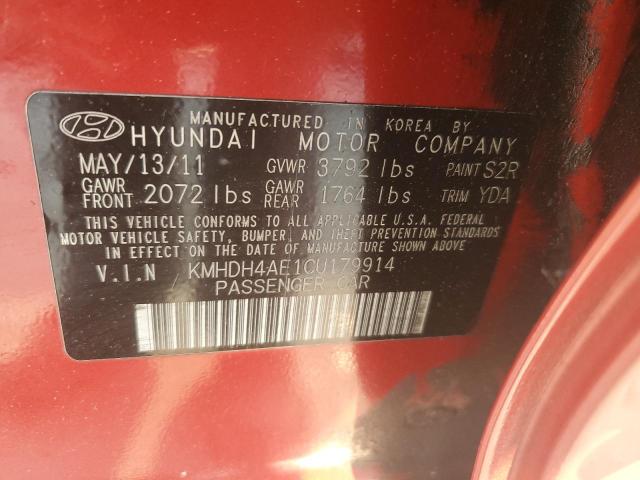 KMHDH4AE1CU179914 - 2012 HYUNDAI ELANTRA GLS BURGUNDY photo 13